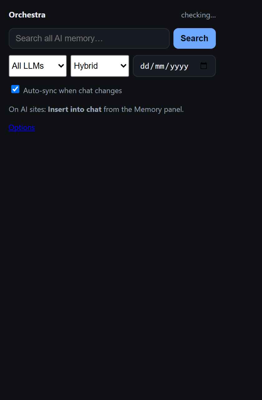 Orchestra extension popup search
