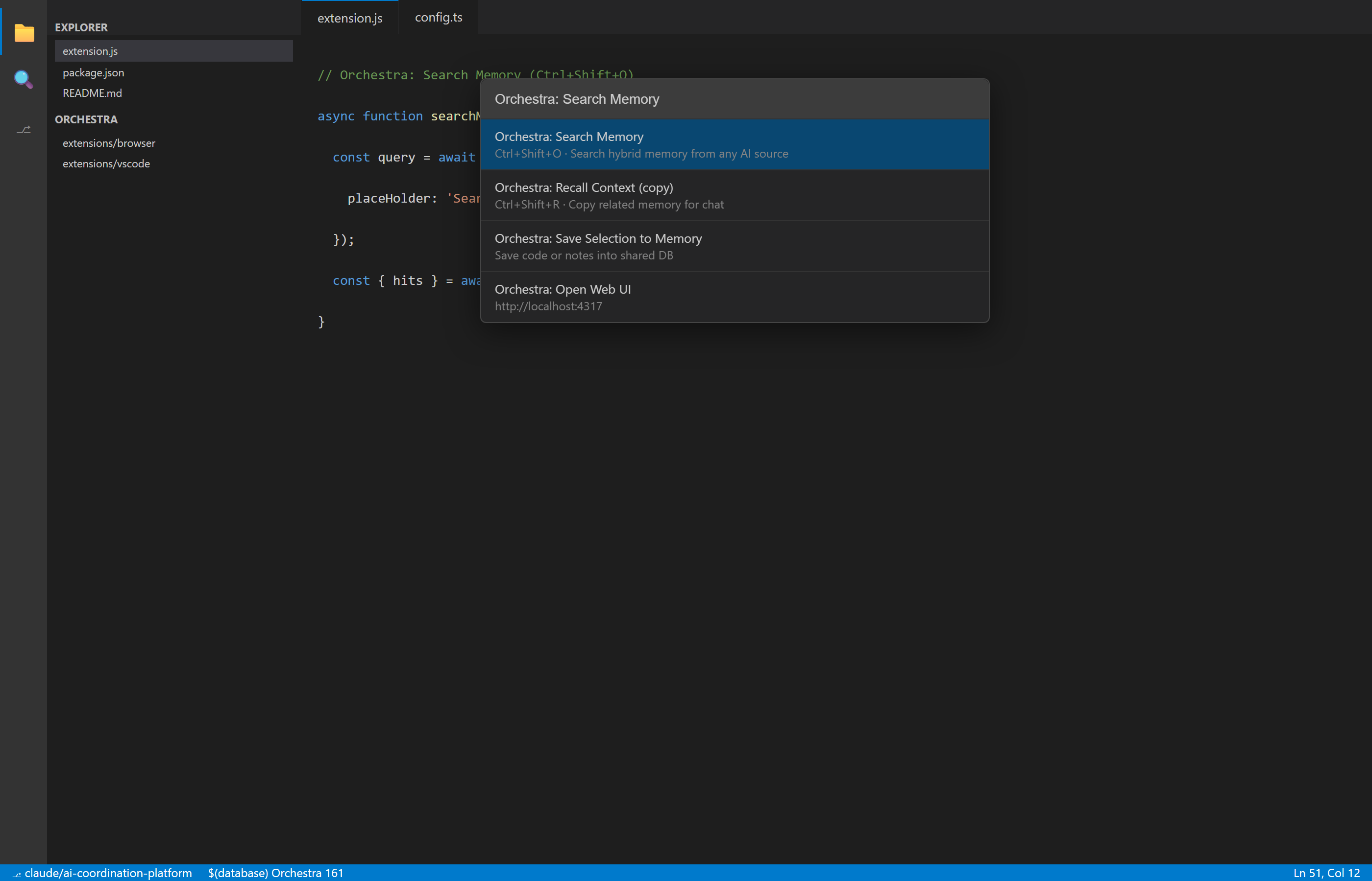 Orchestra commands in VS Code and Cursor